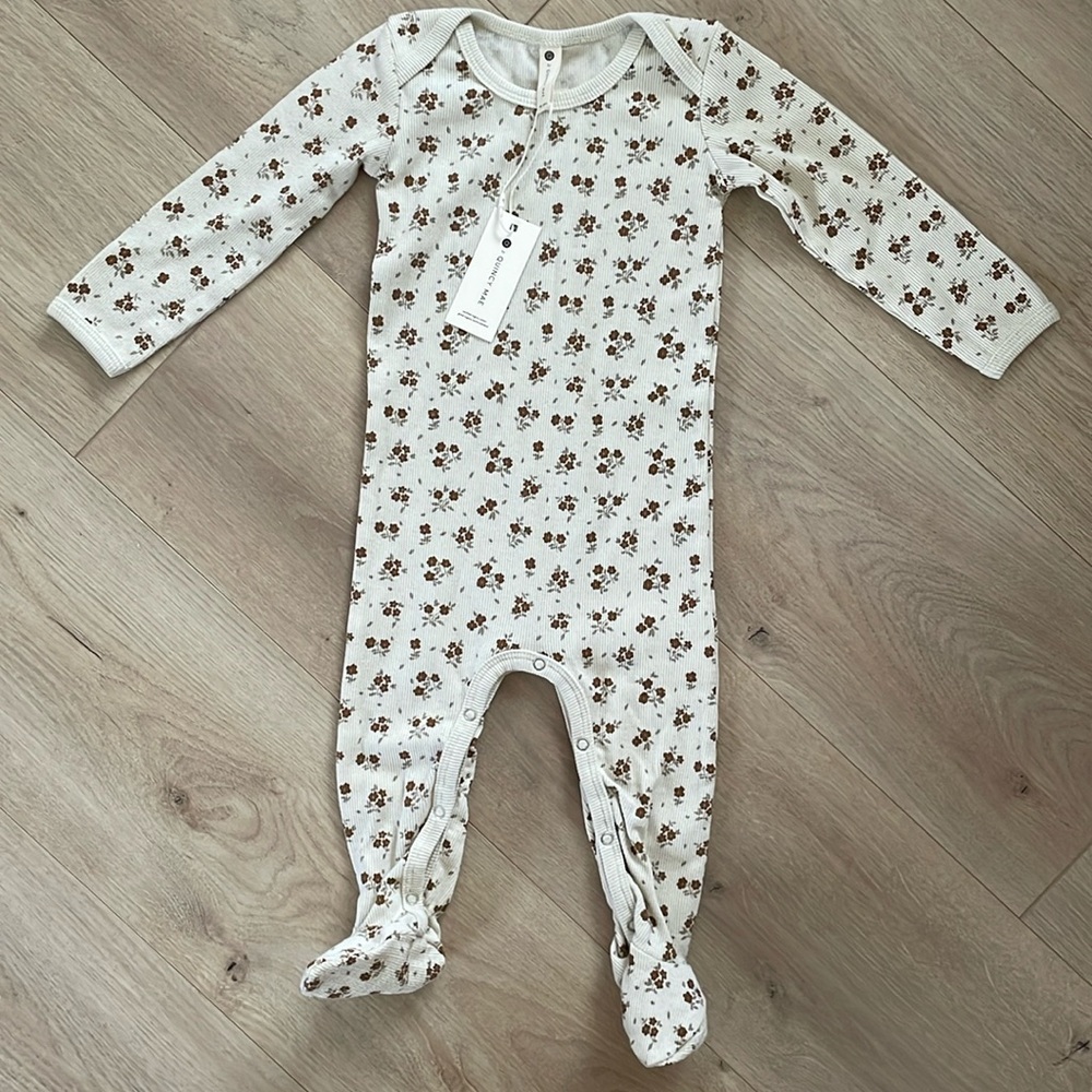 Q by Quincy Mae floral ribbed footed sleeper